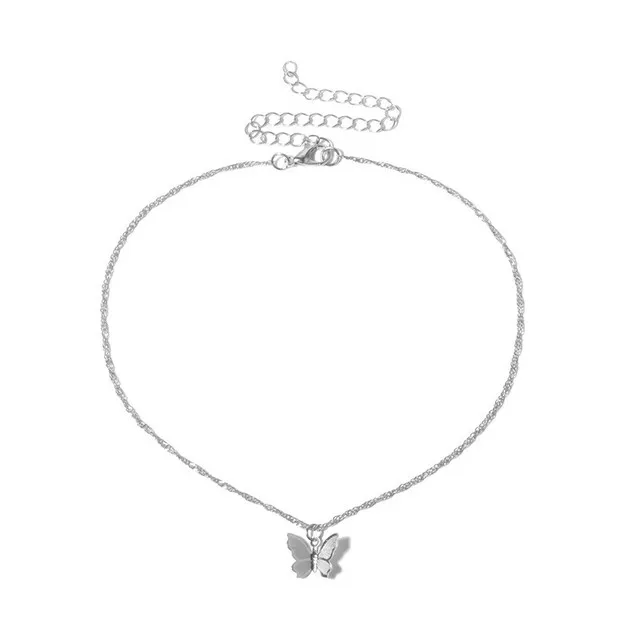 Butterfly simple temperament single layer necklace