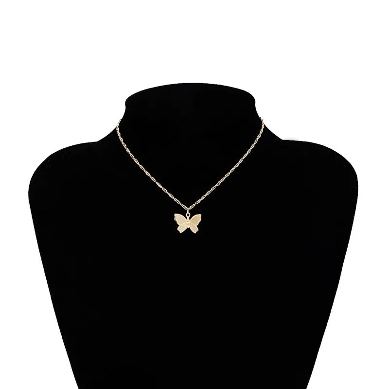Butterfly simple temperament single layer necklace