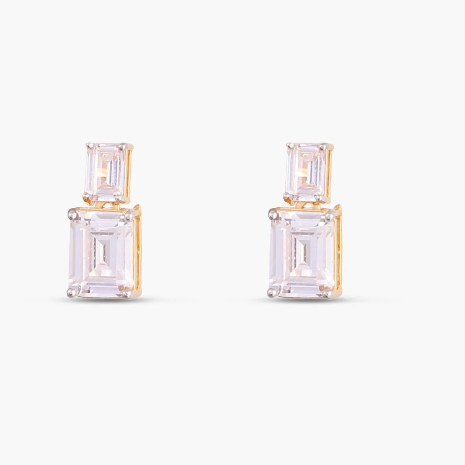 Cascading Emerald Cut CZ Silver Necklace Set