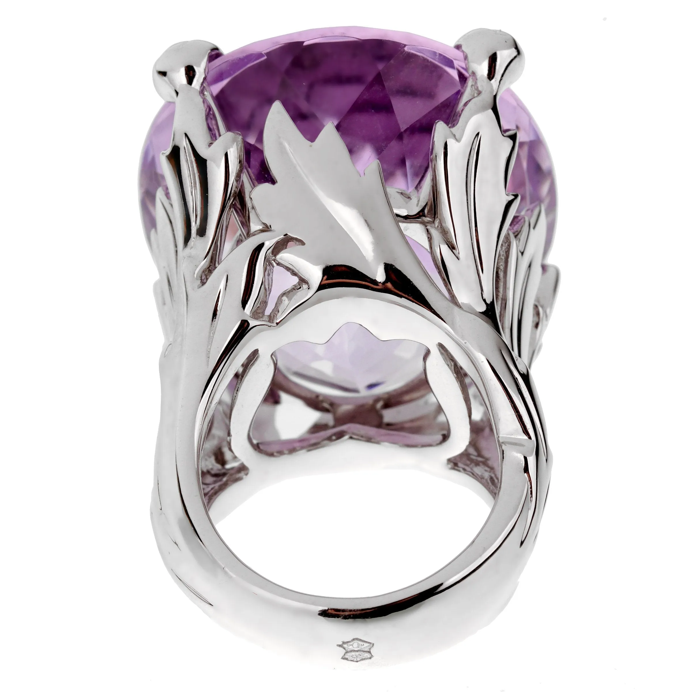 Christian Dior 44.5ct Amethyst Diamond Cocktail White Gold Ring Sz 5 1/2
