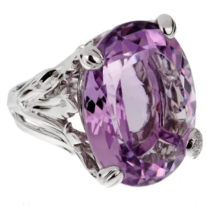 Christian Dior 44.5ct Amethyst Diamond Cocktail White Gold Ring Sz 5 1/2