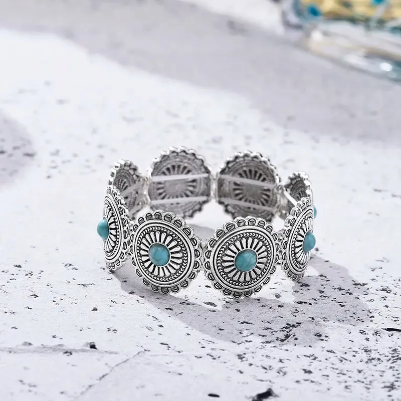 Classic Ethnic Acrylic Stone Flower Bracelets for Women