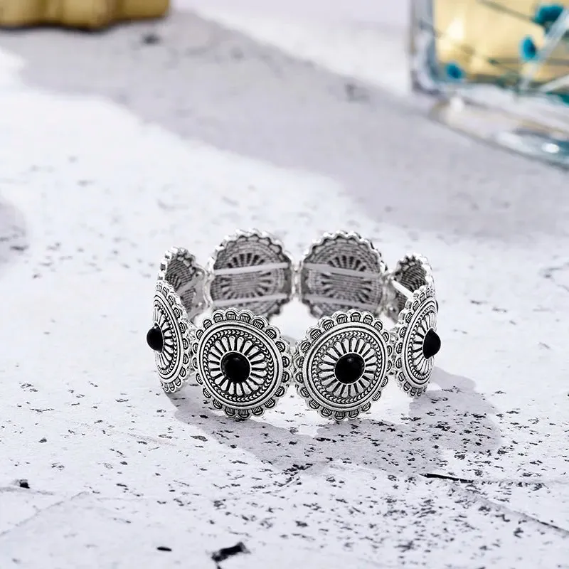 Classic Ethnic Acrylic Stone Flower Bracelets for Women