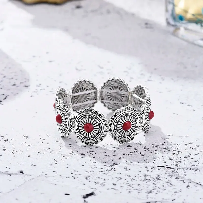 Classic Ethnic Acrylic Stone Flower Bracelets for Women