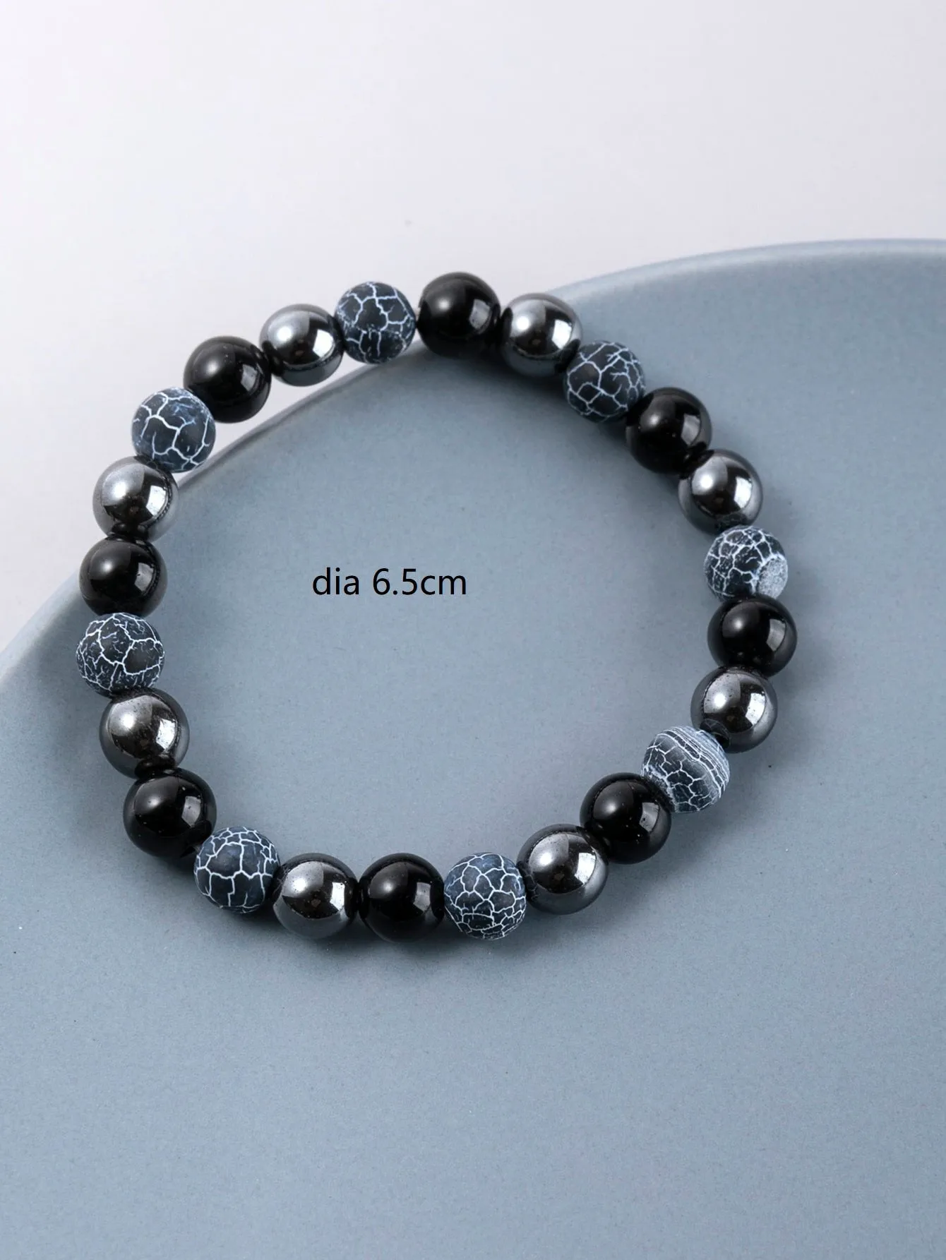 Cracked Pattern Stone Beaded Bracelet Boho Crafted Creative Beads Design