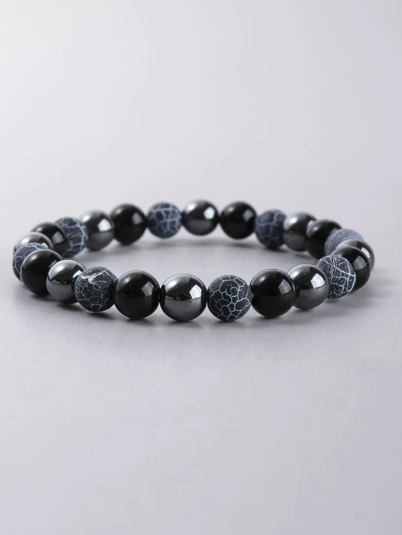 Cracked Pattern Stone Beaded Bracelet Boho Crafted Creative Beads Design