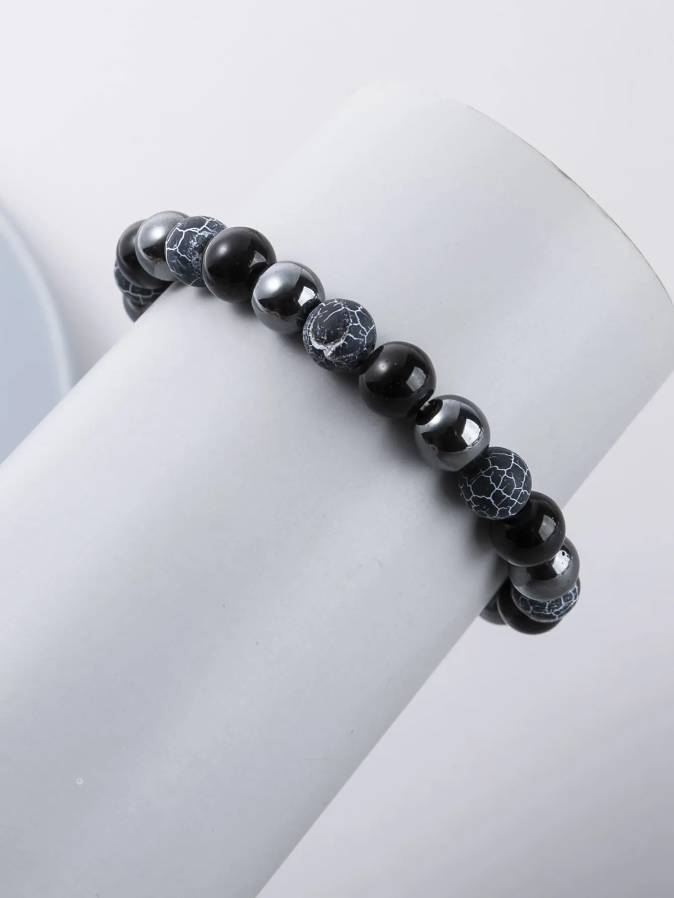 Cracked Pattern Stone Beaded Bracelet Boho Crafted Creative Beads Design