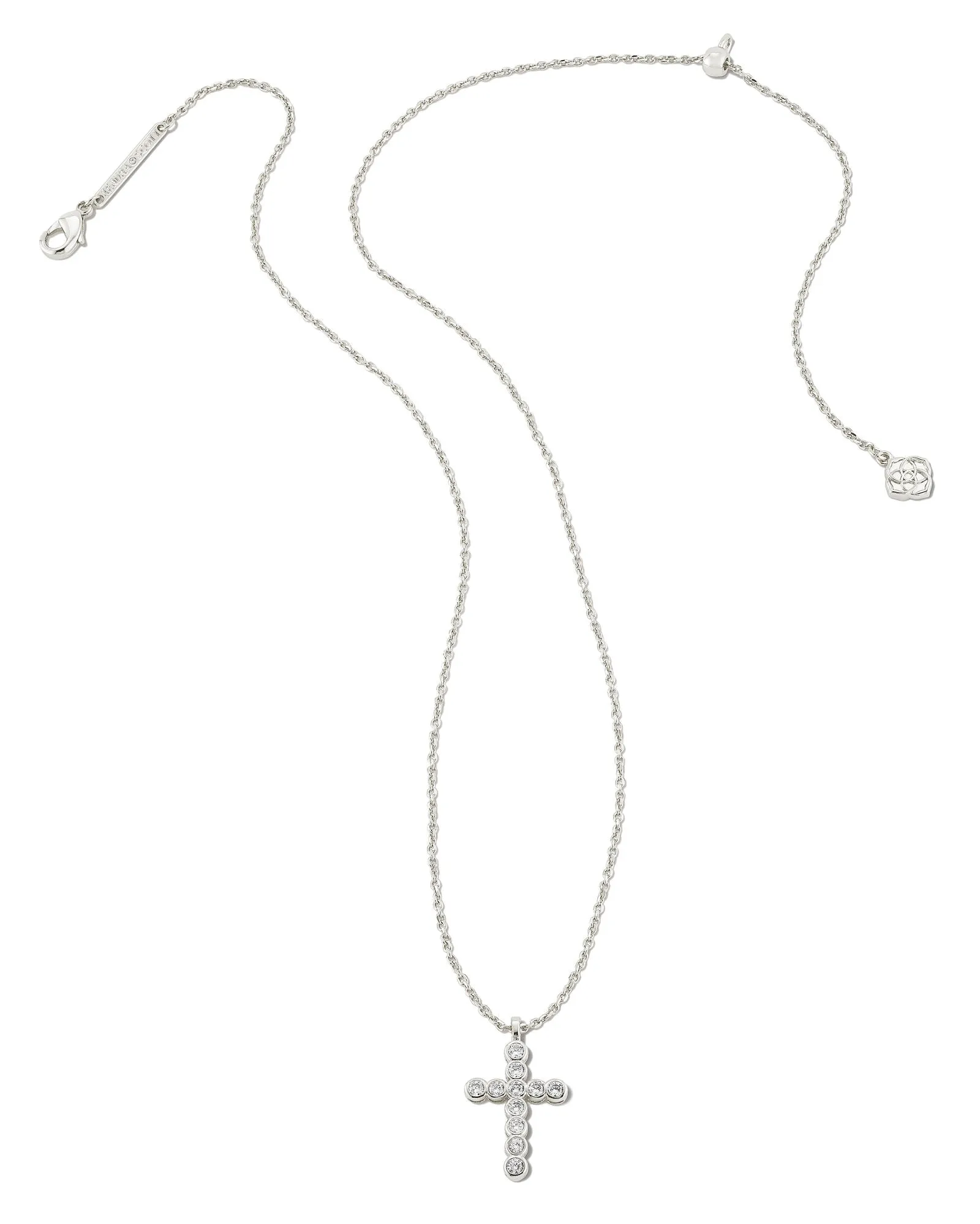 Cross Crystal Pendant Necklace Silver