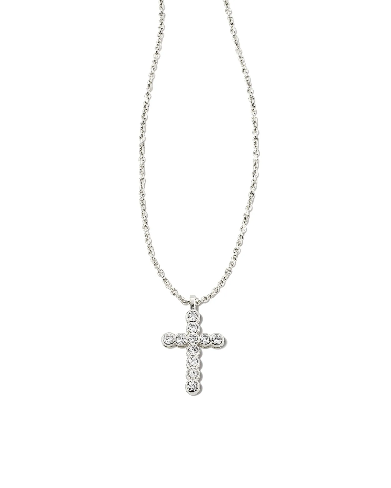 Cross Crystal Pendant Necklace Silver