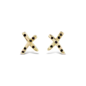 Crossroads Stud Earrings, Black Diamonds
