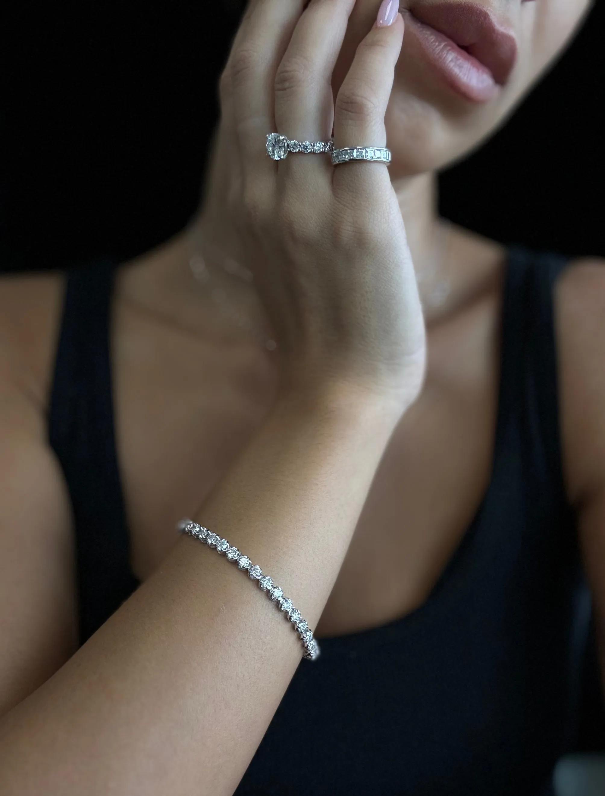 Crown Prong Natural Diamond Tennis Bracelet 14K Solid Gold