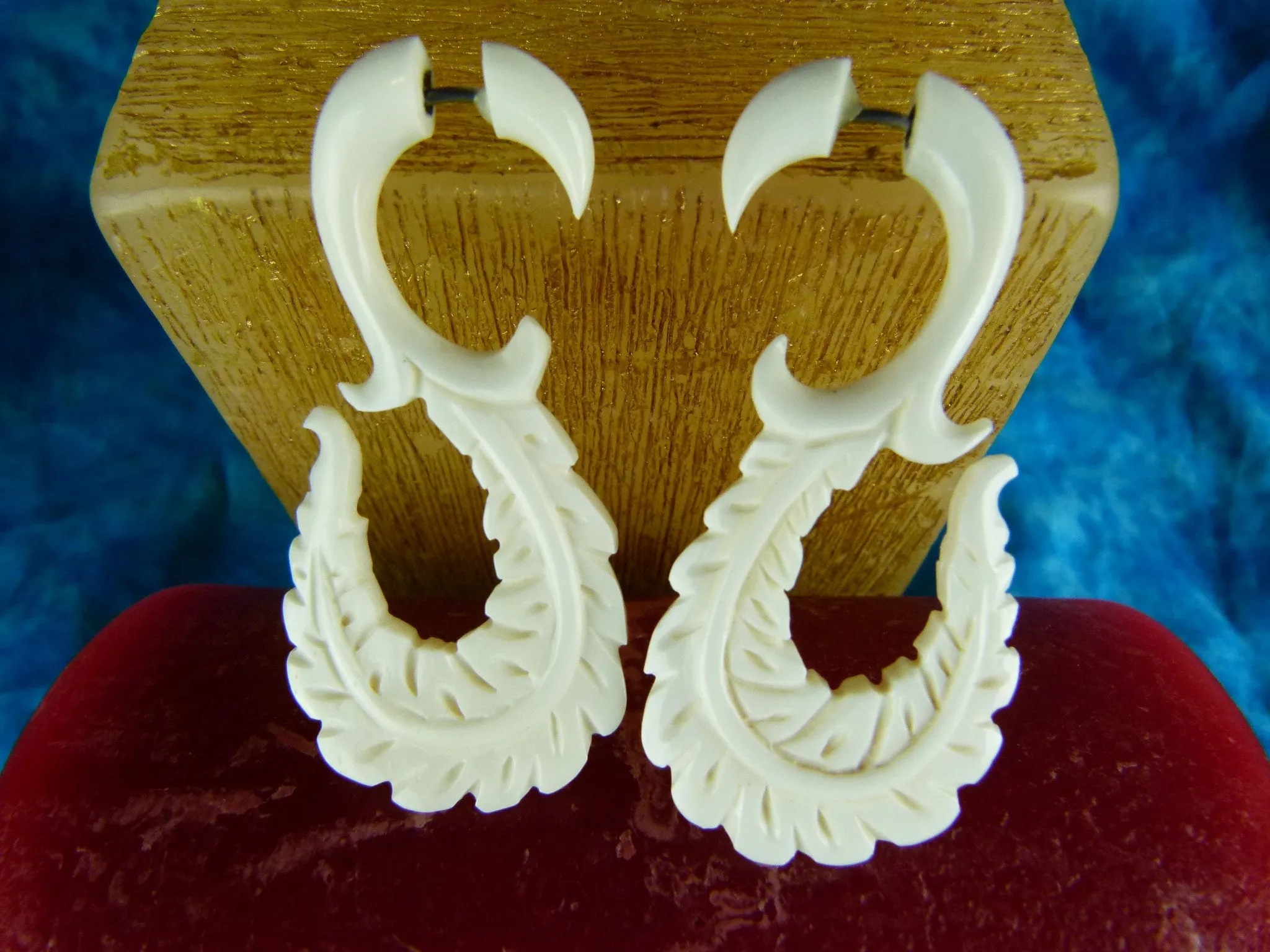 Curved Feather Stretch Ear Hangers (Pair) - C039