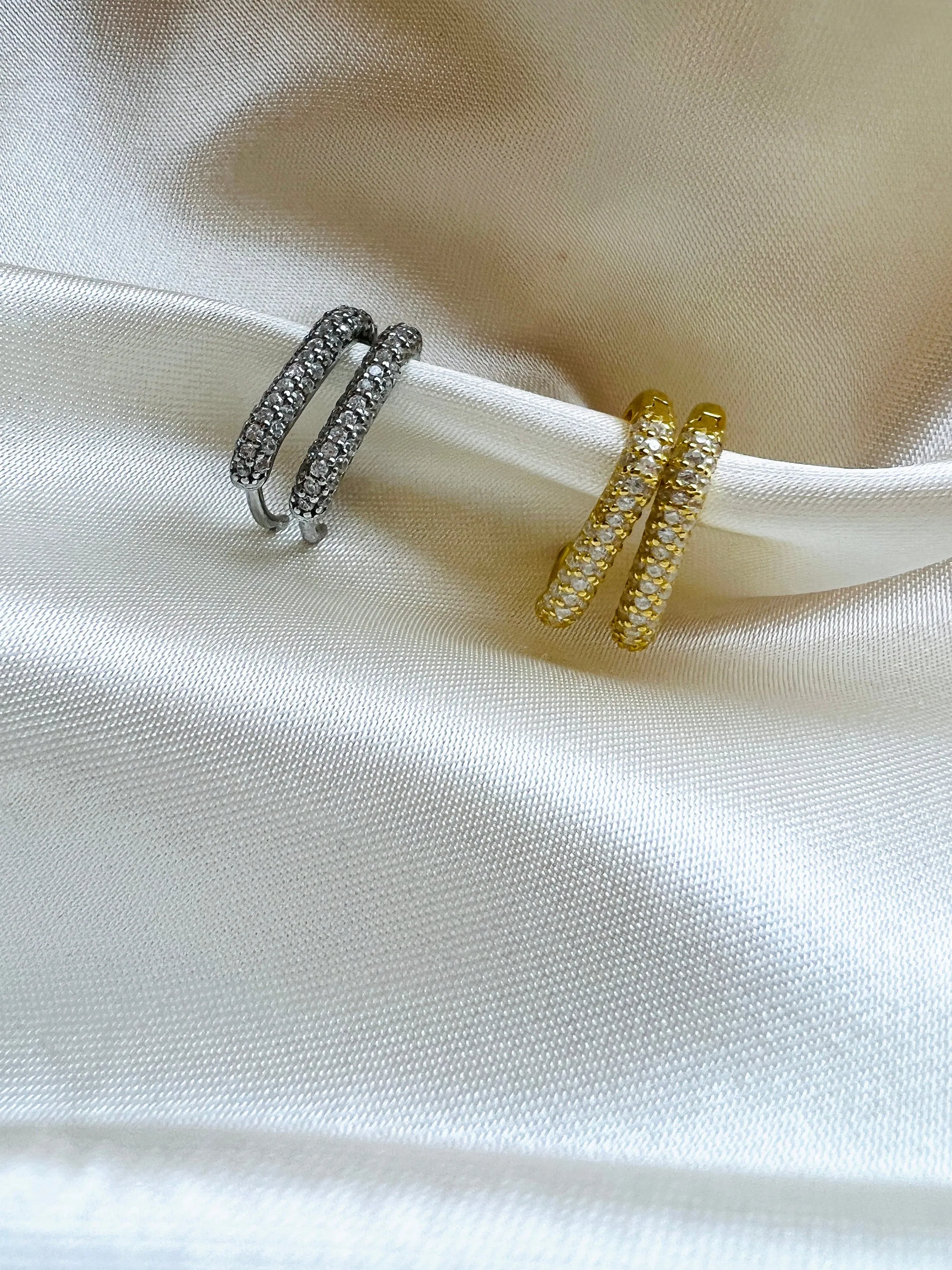 Cz Pave Hoop Earrings in Sterling Silver| Gold Rectangle Hoops| Minimal Hoop Earrings| Cz Dainty Hoops in Gold and Silver| Everyday Earrings