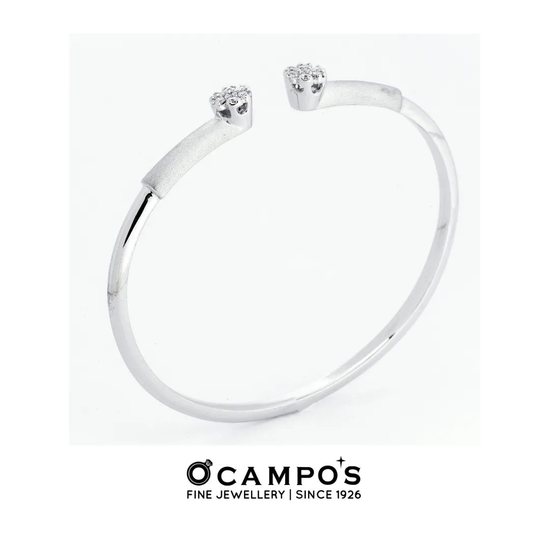 Dahlia Diamond Bangle - White Gold