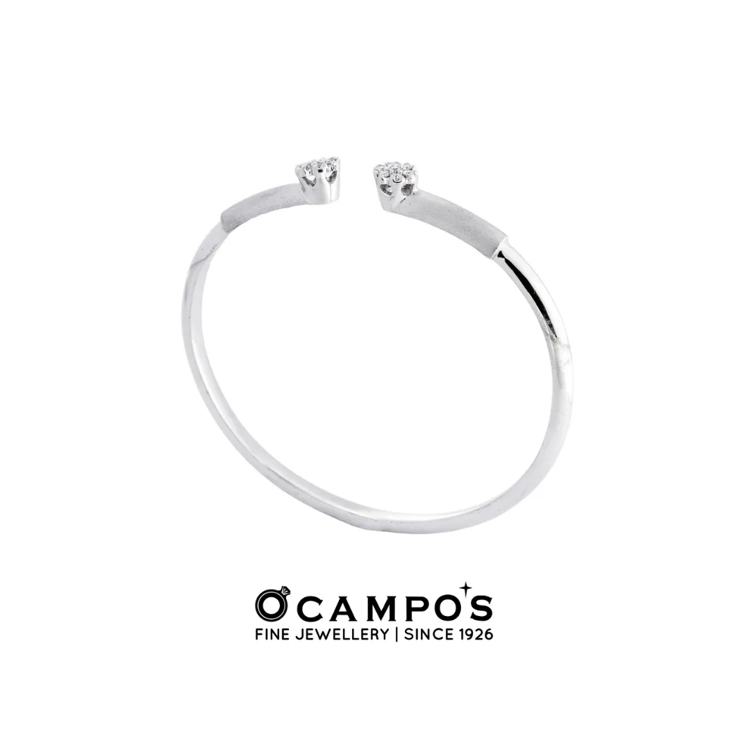 Dahlia Diamond Bangle - White Gold