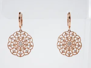 Dangle Drop Earrings Modern .26 Round Brilliant Cut Diamonds in 18K Rose Gold