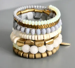 David Aubrey - Gray and White Stone Wrap Bracelet