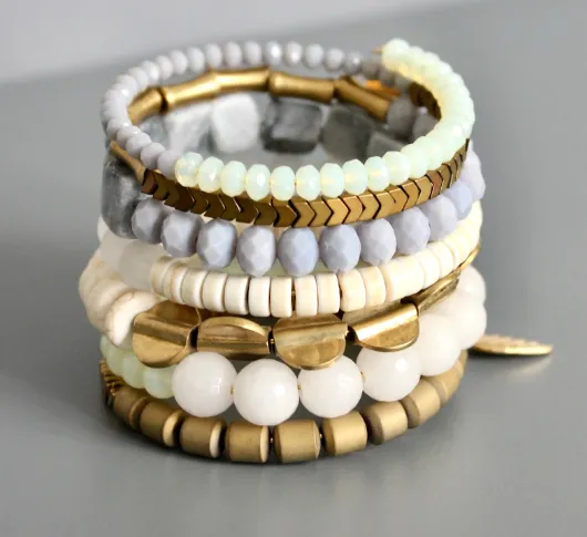 David Aubrey - Gray and White Stone Wrap Bracelet