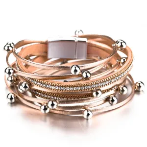 'Dhindha' Rhinestones & Beads Wrap Bracelet - champagne