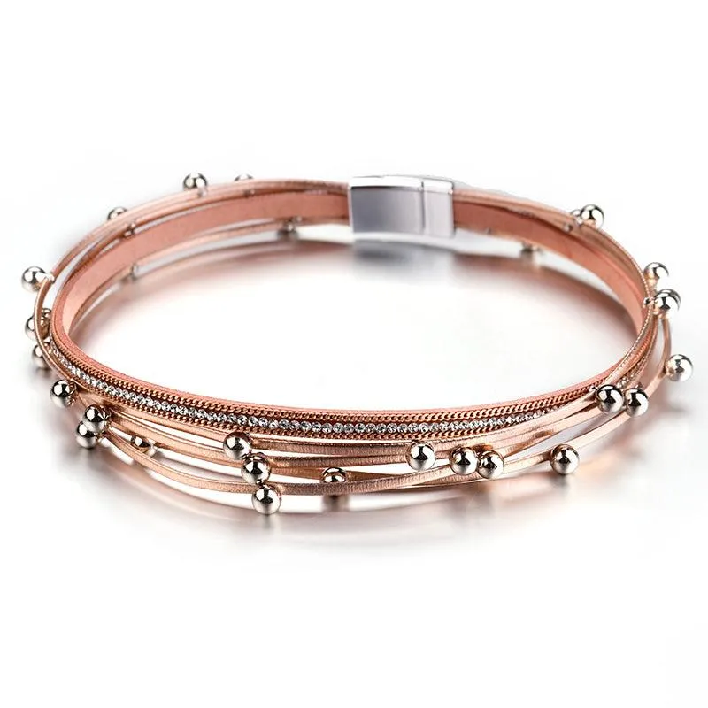 'Dhindha' Rhinestones & Beads Wrap Bracelet - gold