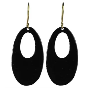 Donte Earring, Teardrop Cut Out Black Enamel - Small