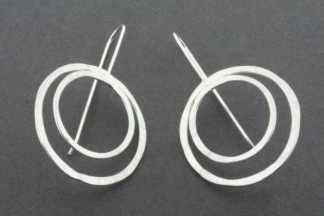 Double organic circle earring - sterling silver