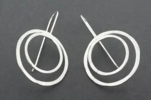 Double organic circle earring - sterling silver