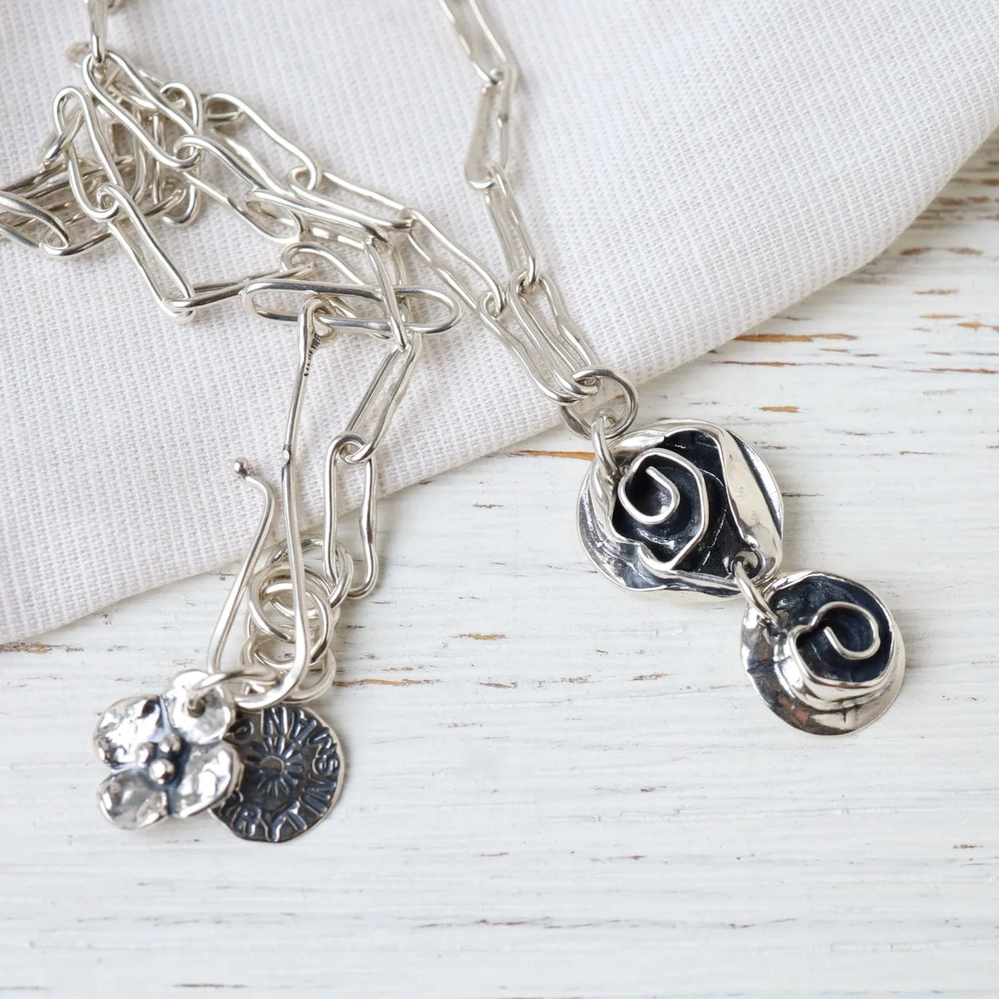 Double Rose Drop Necklace
