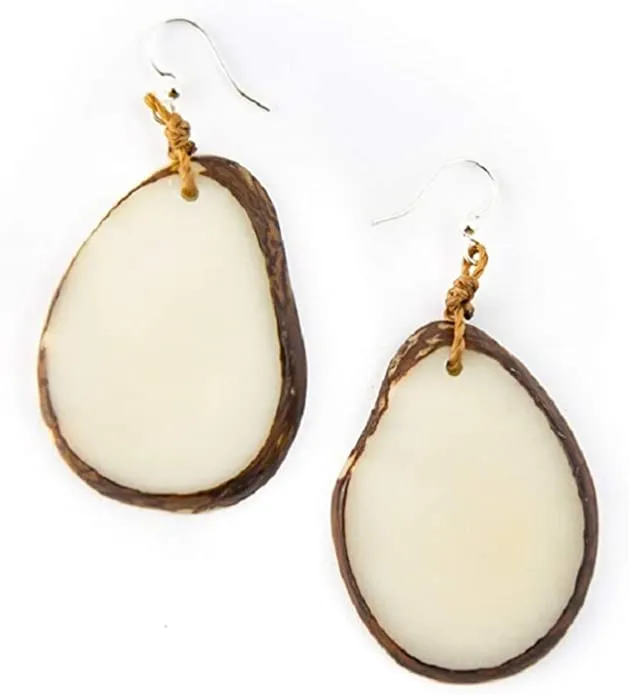 Earth Accessories Bohemian Drop Dangle Earrings for Women-Dangling Large Pendant Earring in Turquoise,Pink,Ivory-Plant Based and Sustainable EarRings