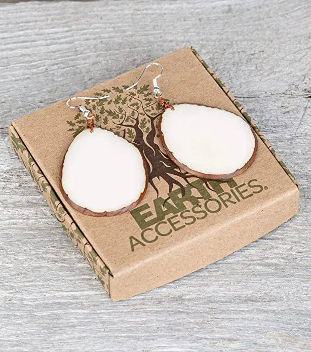 Earth Accessories Bohemian Drop Dangle Earrings for Women-Dangling Large Pendant Earring in Turquoise,Pink,Ivory-Plant Based and Sustainable EarRings