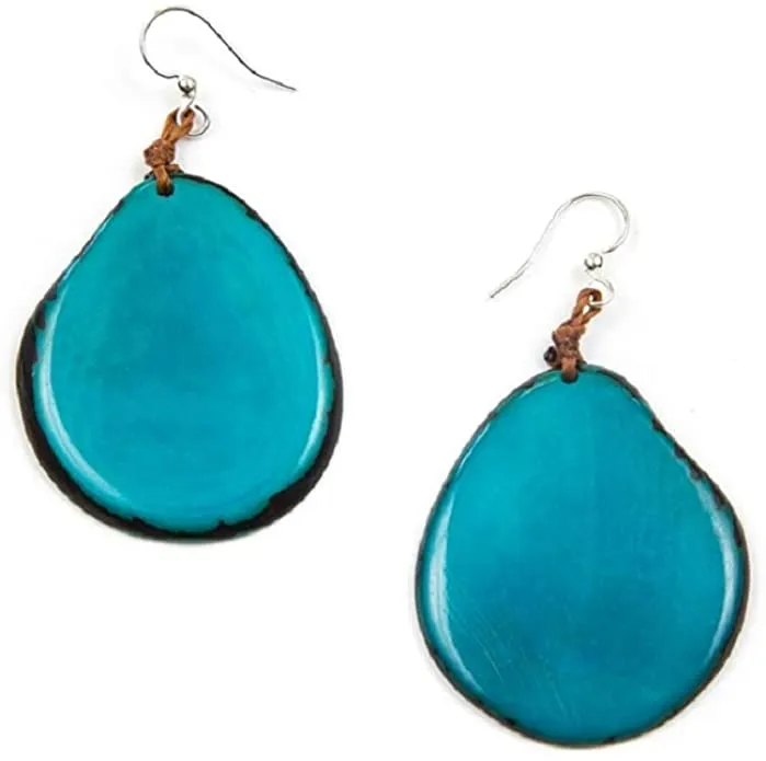 Earth Accessories Bohemian Drop Dangle Earrings for Women-Dangling Large Pendant Earring in Turquoise,Pink,Ivory-Plant Based and Sustainable EarRings