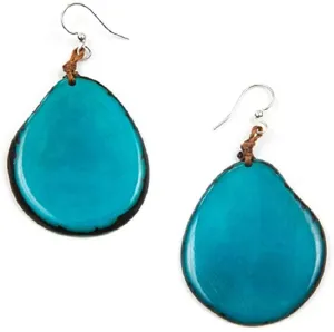 Earth Accessories Bohemian Drop Dangle Earrings for Women-Dangling Large Pendant Earring in Turquoise,Pink,Ivory-Plant Based and Sustainable EarRings