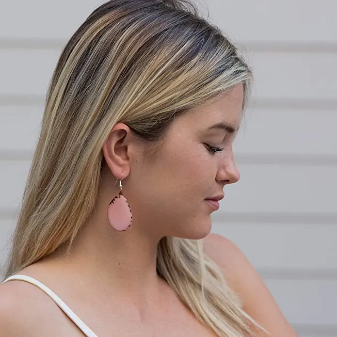 Earth Accessories Bohemian Drop Dangle Earrings for Women-Dangling Large Pendant Earring in Turquoise,Pink,Ivory-Plant Based and Sustainable EarRings