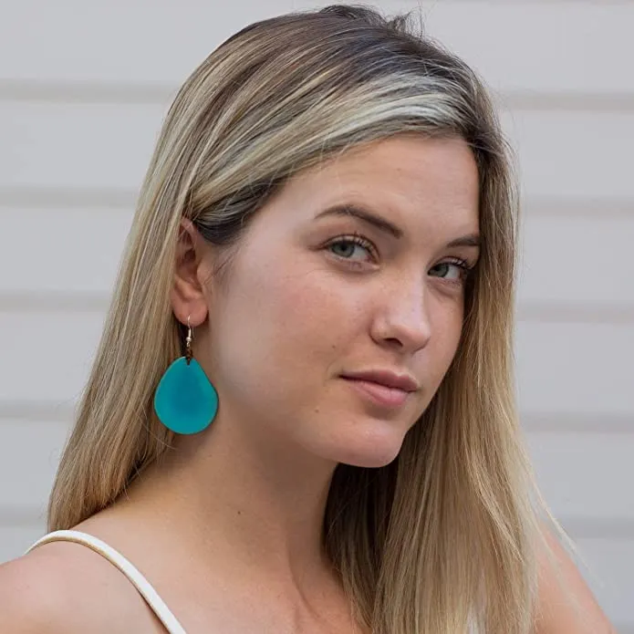 Earth Accessories Bohemian Drop Dangle Earrings for Women-Dangling Large Pendant Earring in Turquoise,Pink,Ivory-Plant Based and Sustainable EarRings