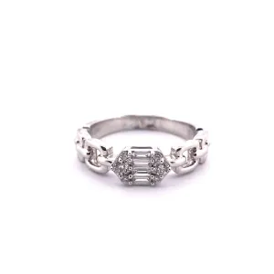 Elegant 14k White Gold Hexagon Cluster Diamond Ring