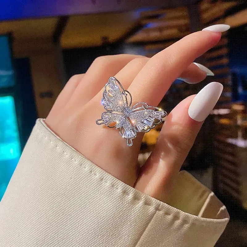 Elegant Butterfly Bling Ring