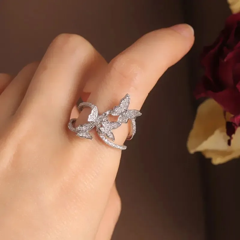 Elegant Butterfly Bling Ring