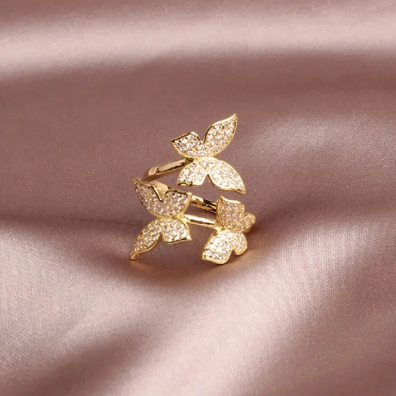Elegant Butterfly Bling Ring