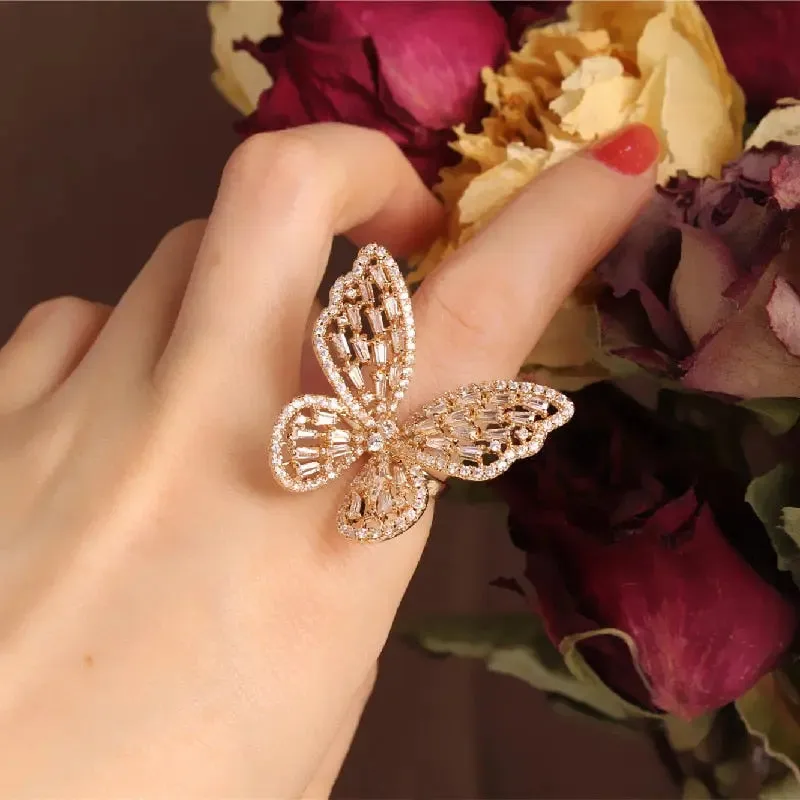 Elegant Butterfly Bling Ring