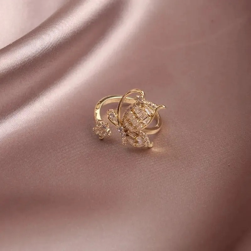Elegant Butterfly Bling Ring