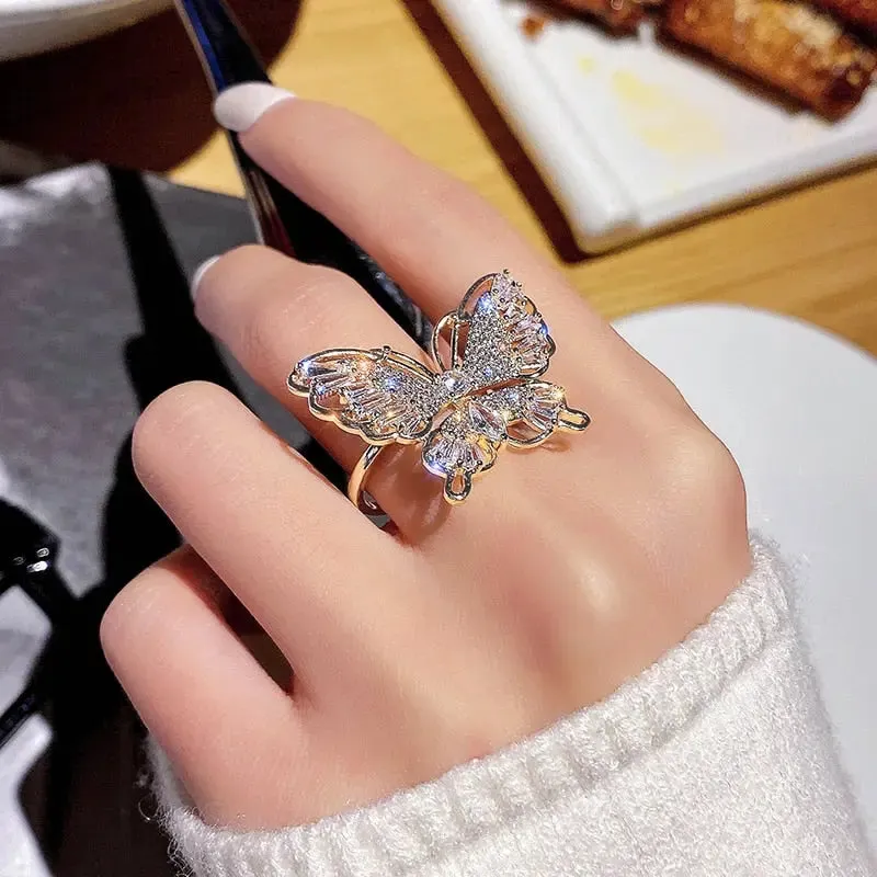 Elegant Butterfly Bling Ring