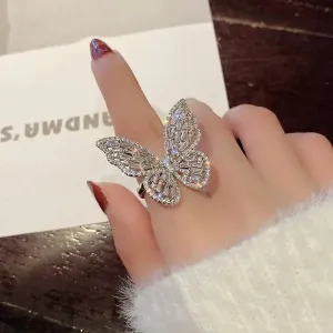 Elegant Butterfly Bling Ring