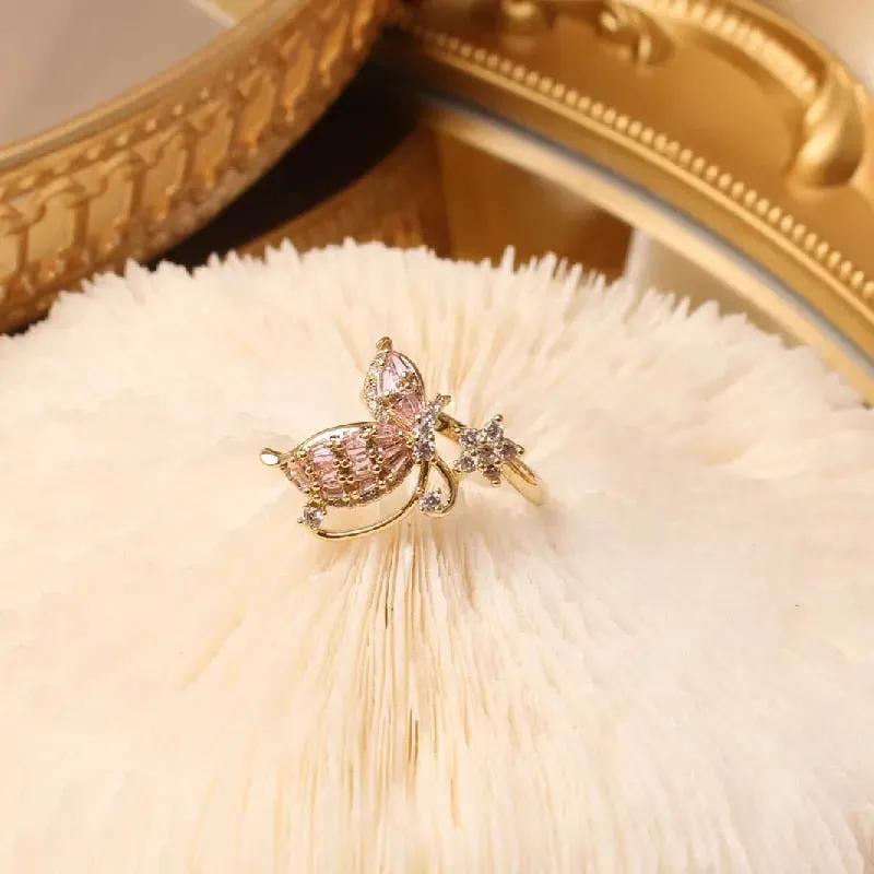 Elegant Butterfly Bling Ring
