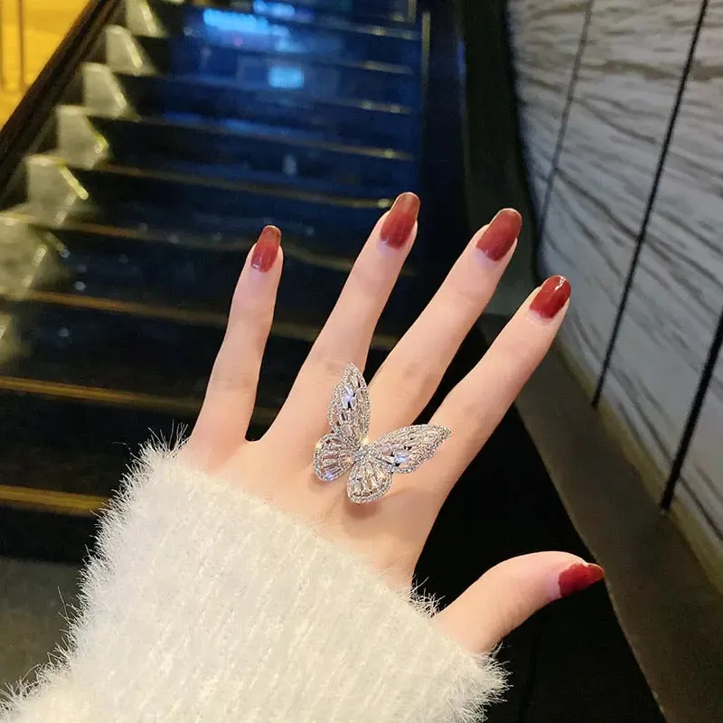 Elegant Butterfly Bling Ring