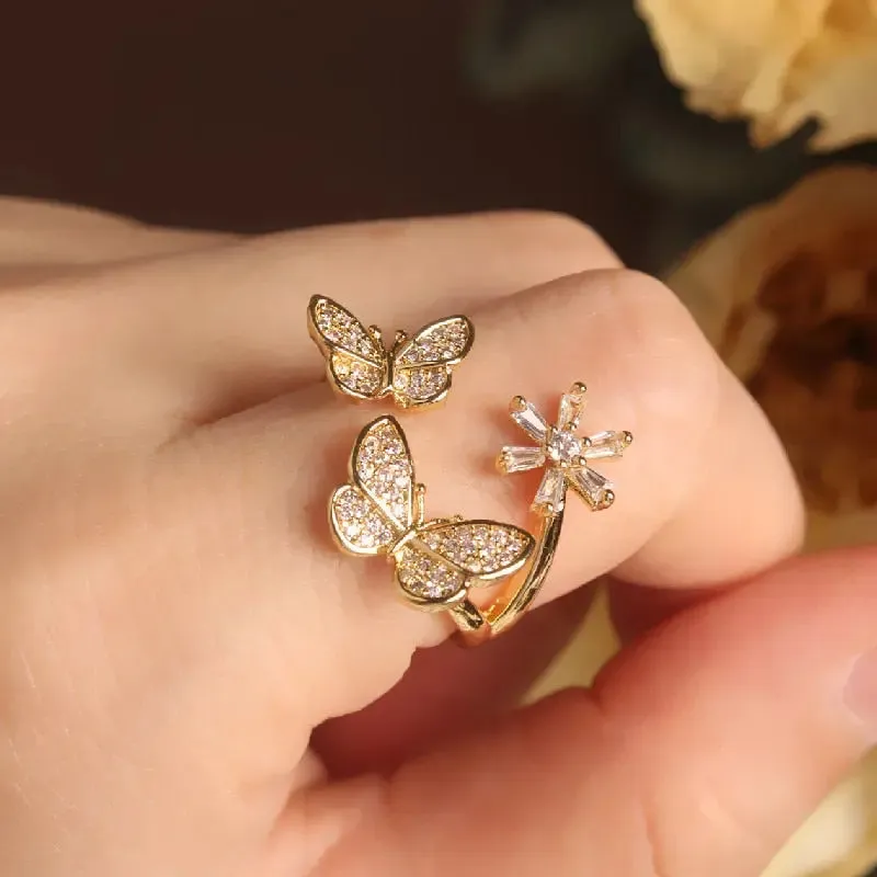 Elegant Butterfly Bling Ring
