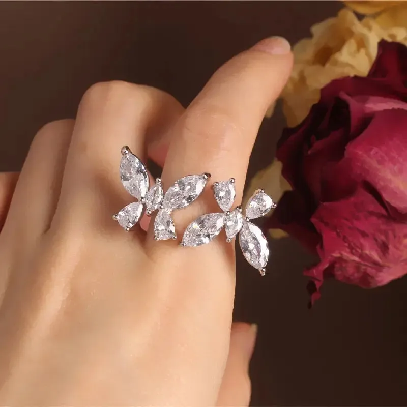 Elegant Butterfly Bling Ring