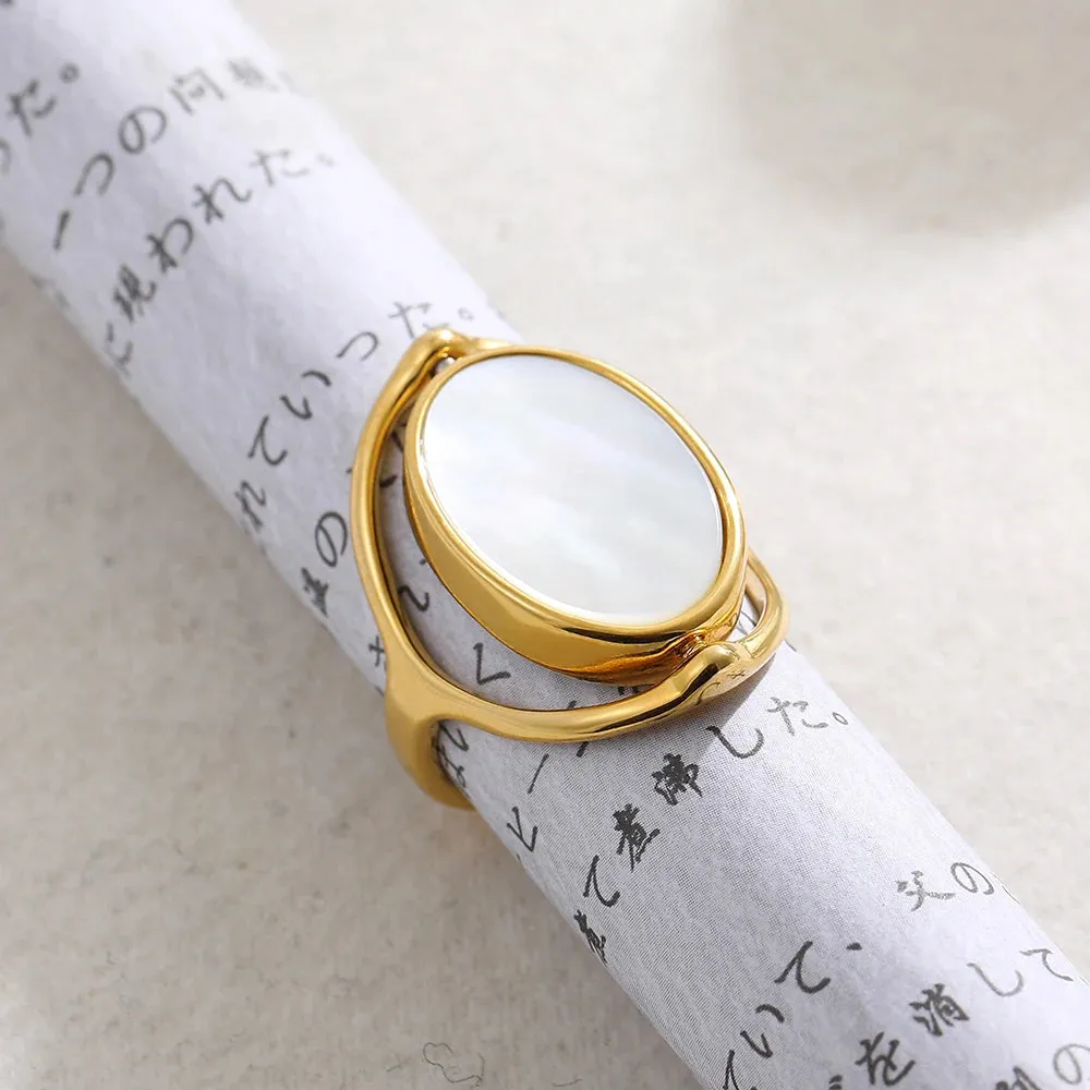 Elegant Real Natural White&Abalone Shell Rings