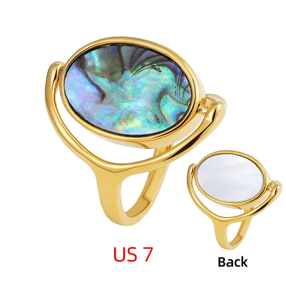 Elegant Real Natural White&Abalone Shell Rings