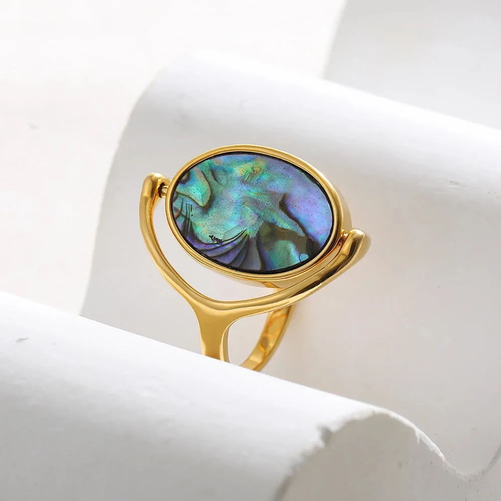 Elegant Real Natural White&Abalone Shell Rings