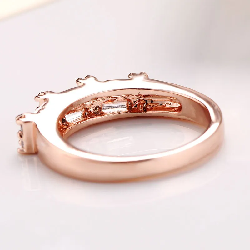 Elegant Romantic Rose Gold Color Zircon Engagement Rings for Women (RI0045)